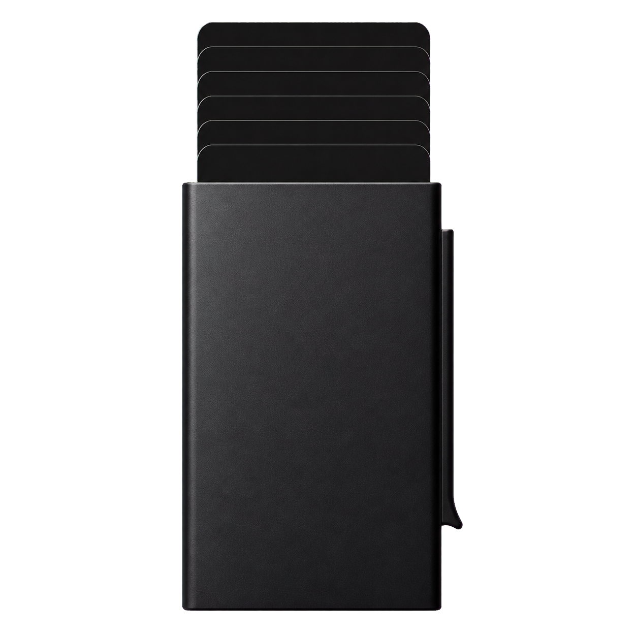 NALO Card Holder black front-facing transparent packshot with clean cards.