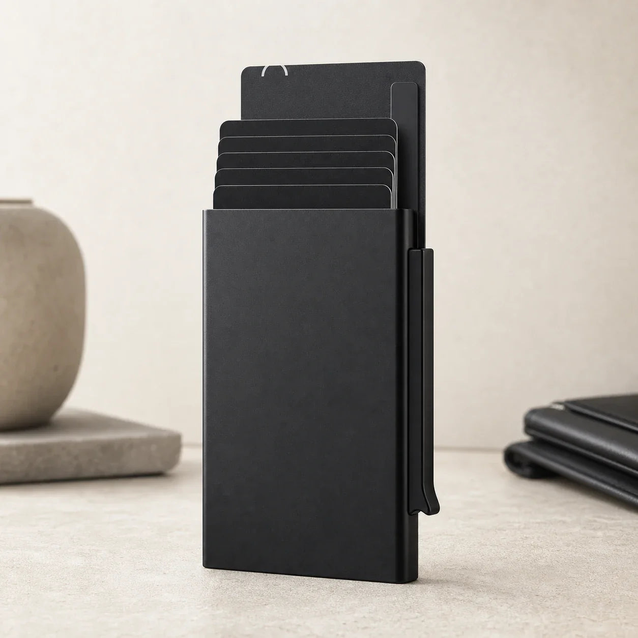 NALO Card Holder loaded with clean cards and a slim tracker card.