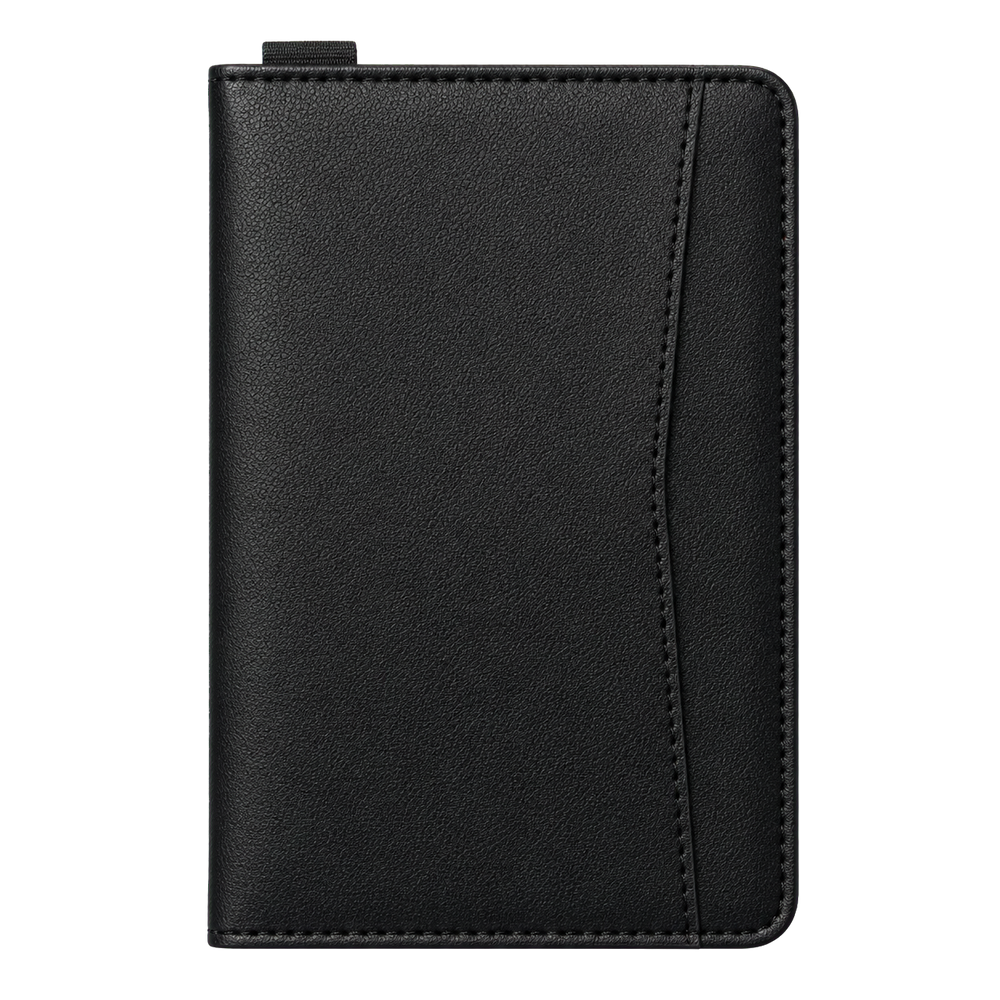 NALO Passport Holder black front-facing transparent packshot.