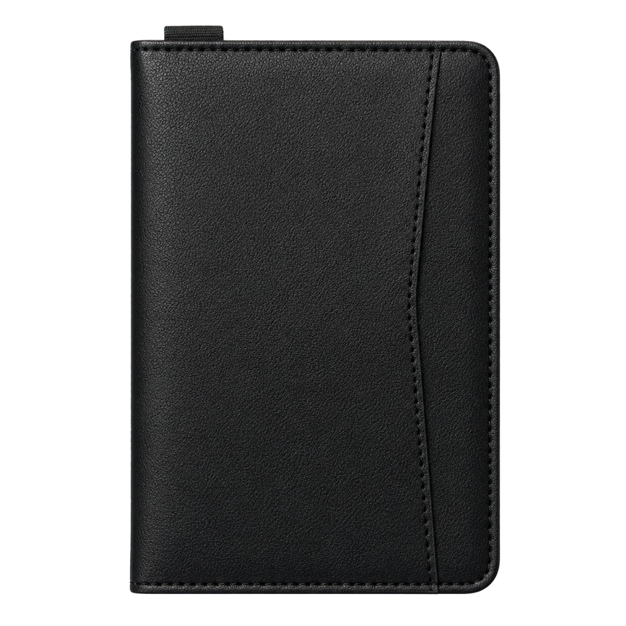 NALO Passport Holder black front-facing transparent packshot.