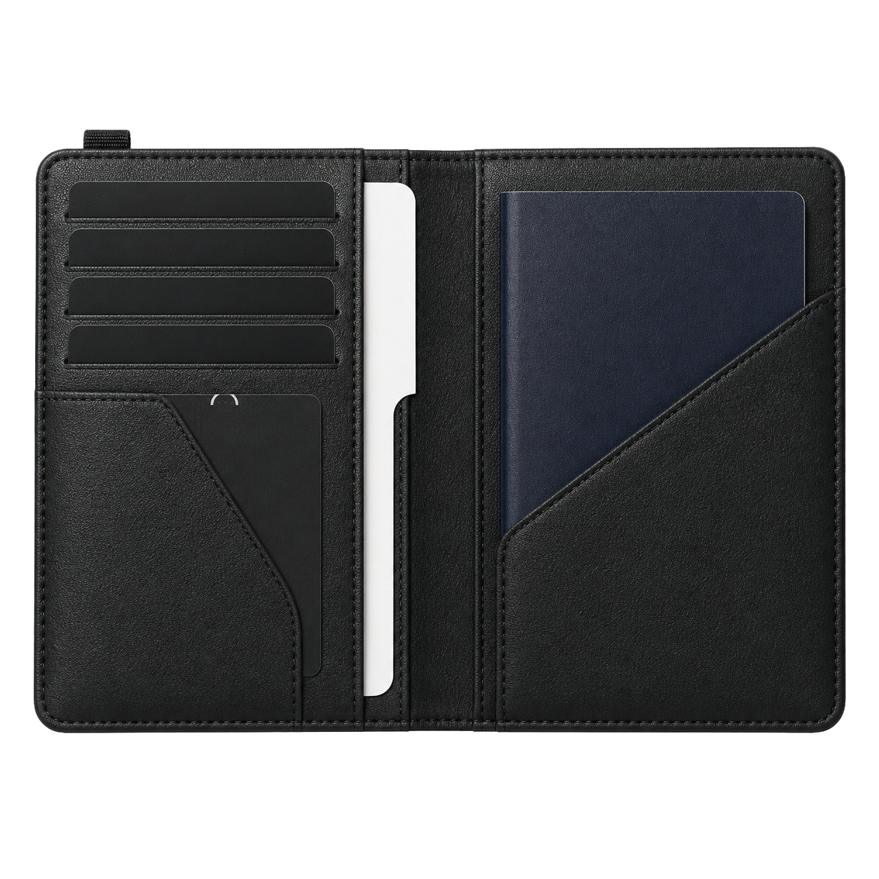 NALO Passport Holder open transparent product view with passport and card slots.